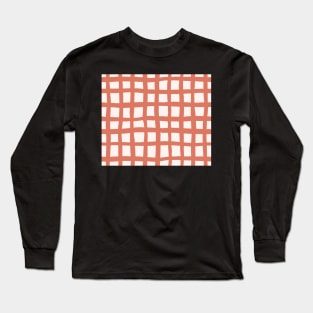 Coral and Cream check Long Sleeve T-Shirt